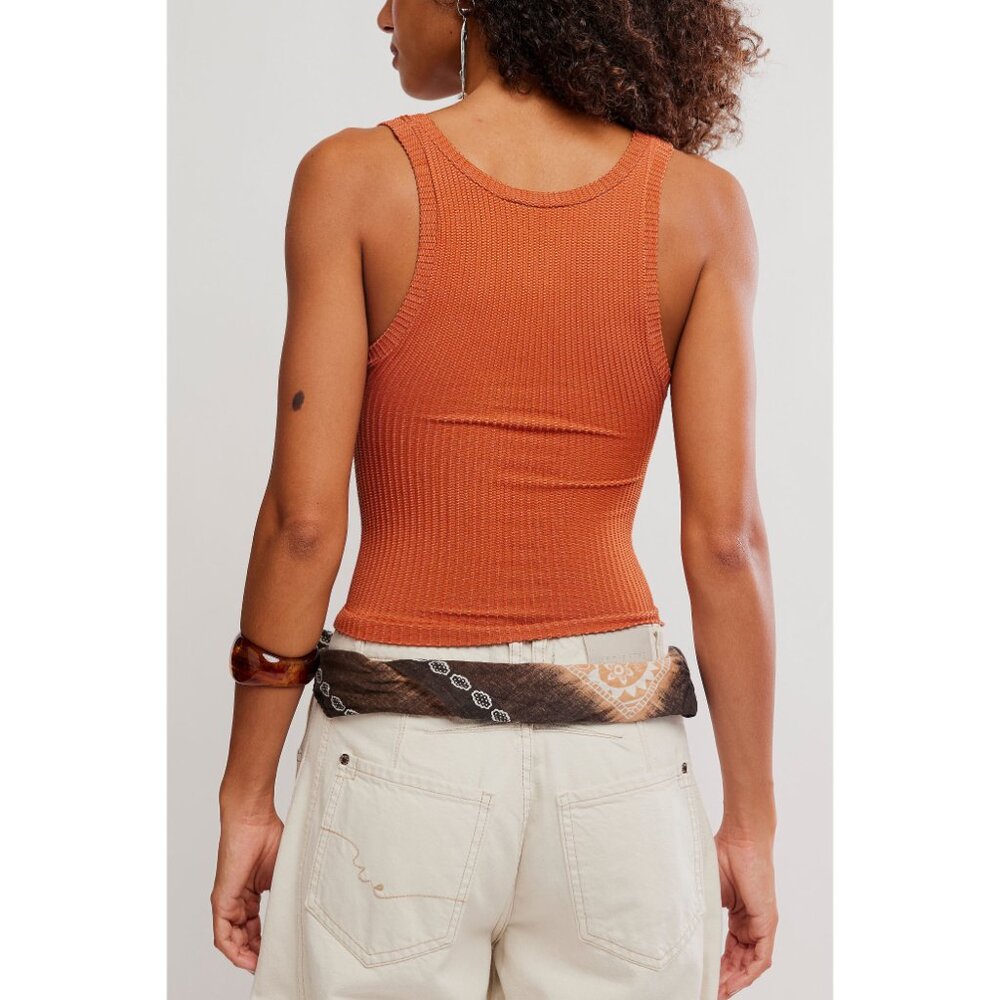 Free People Rust Orange Ribbed Tank Top - Picture 3 of 8